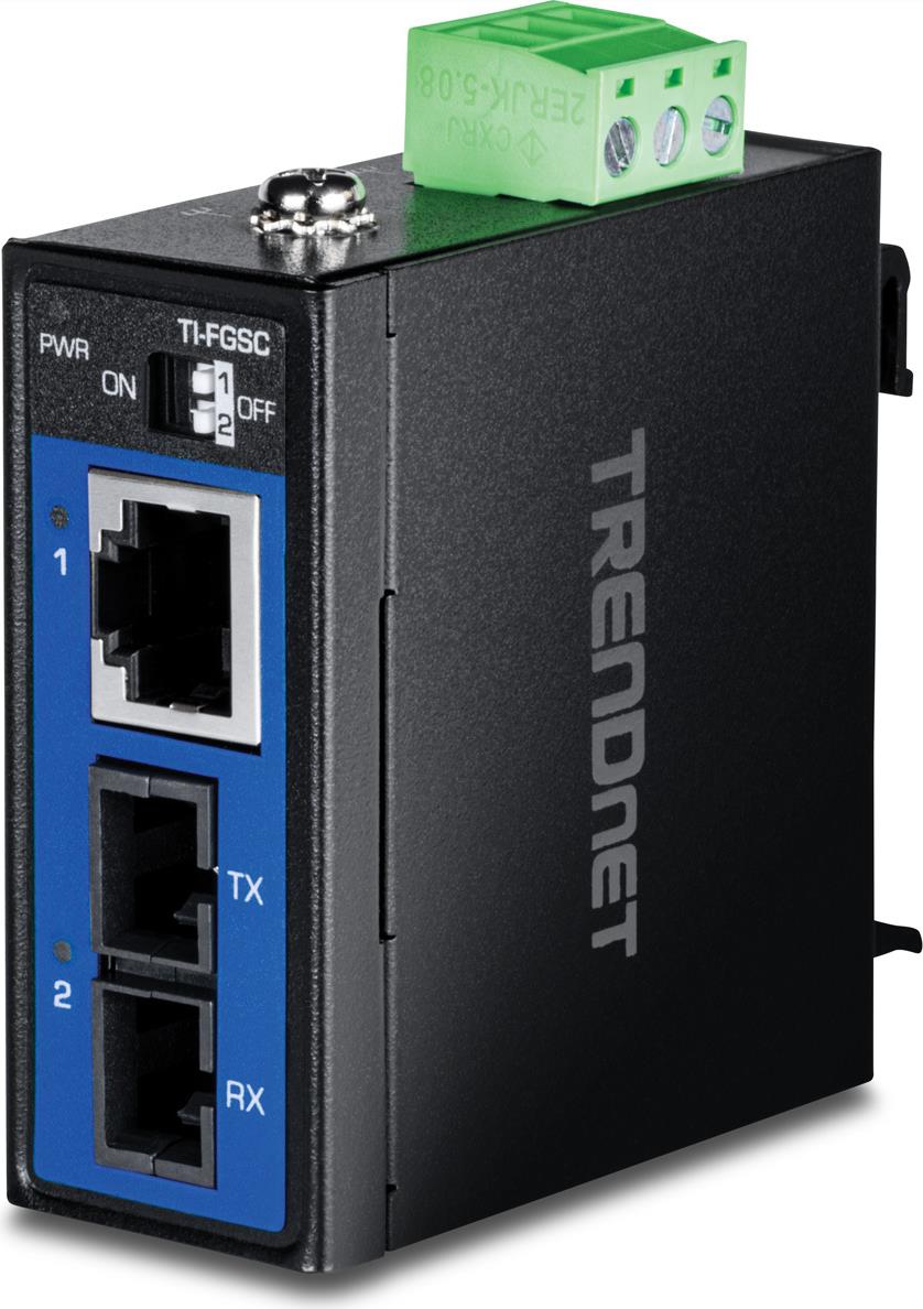 TRENDnet TI-FGSC Medienkonverter Industrial Multi-Mode SC 1km - Converter - Glasfaser (LWL) (TI-FGSC)