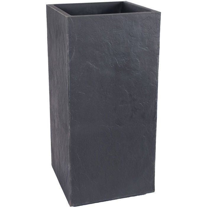 EDA Square Flower Box - Volcania - 31 L - Indoor/Outdoor - 39.5 x 39.5 x H 80 cm - Anthracite Grey