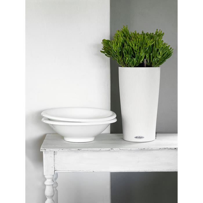 LECHUZA Flower Pot - Cylinder color 23 - Ø 23 x 41 cm - 6 L - Complete Kit - White