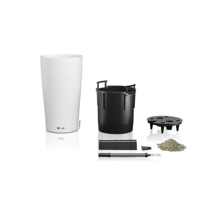LECHUZA Flower Pot - Cylinder color 23 - Ø 23 x 41 cm - 6 L - Complete Kit - White