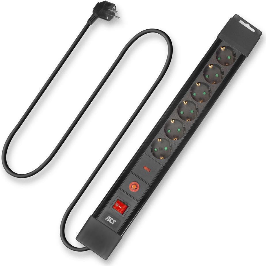 ACT AC2450 Spannungsschutz Schwarz 6 AC-Ausgänge 230 V 1,5 m (AC2450)