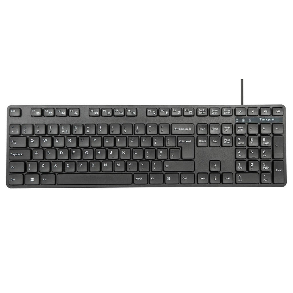 Targus Keyboard and Mouse Set Full Size Antimicrobial USB QWERTY Spanish Black AKM622ES