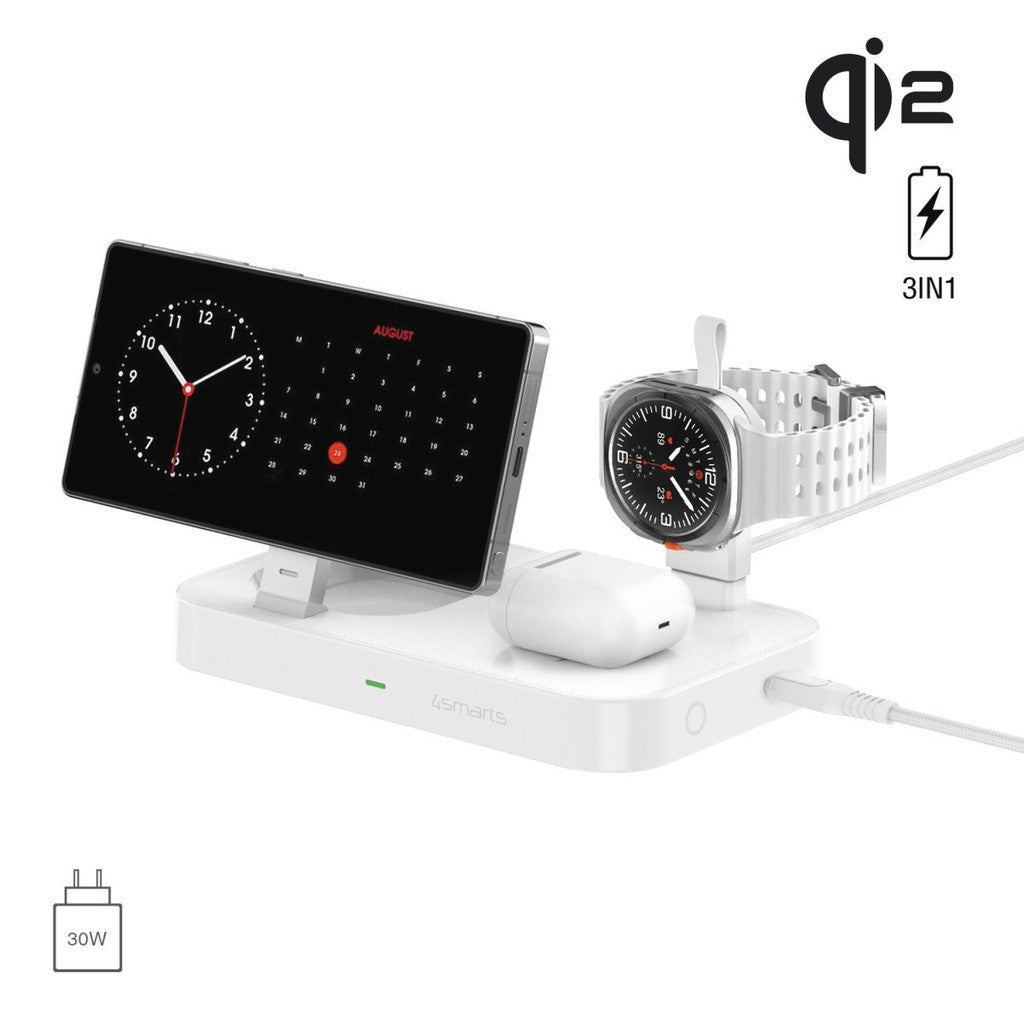 4smarts Qi2 Charging Station Trident for Samsung Watch, White (541368)