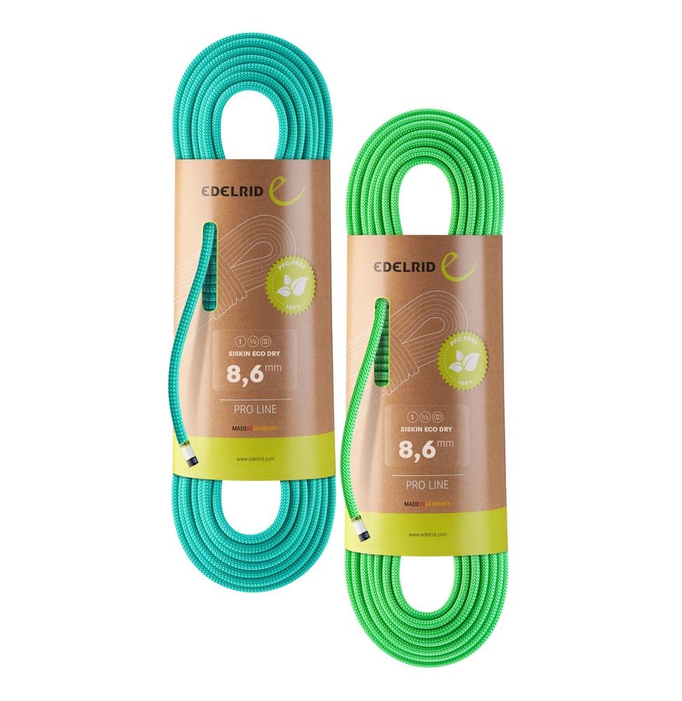 EDELRID Siskin Eco Dry Rope 8.6 mm 70 m Neon Green, Lightweight and Sustainable