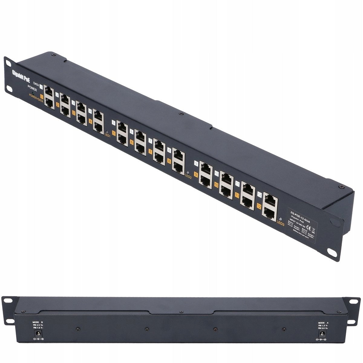 Extralink Gigabit PoE Injector 12 Port Rackmount 1000Mb/s RJ45 12x