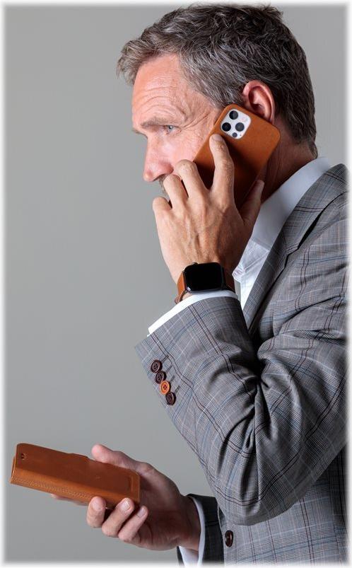 dbramante1928 Lynge Flip Case for Mobile Phone - Grain Leather - Light Brown - for Apple iPhone 12,12 Pro (LY61GT001181)