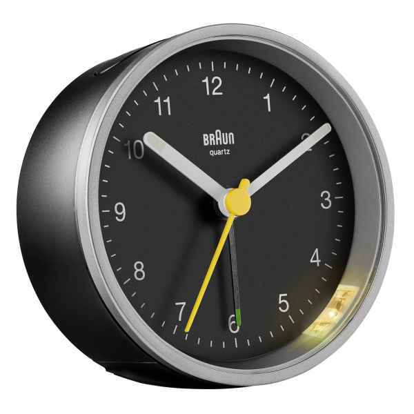 Braun BC12SB Quartz Alarm Clock Black - Silver Round 75 mm
