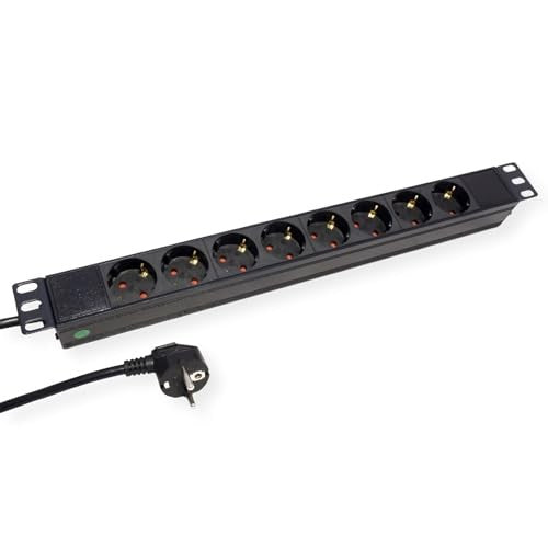 VALUE 19" Power Strip 1U 8 Outlets 3 m Cable Rack Module (19.99.1636)