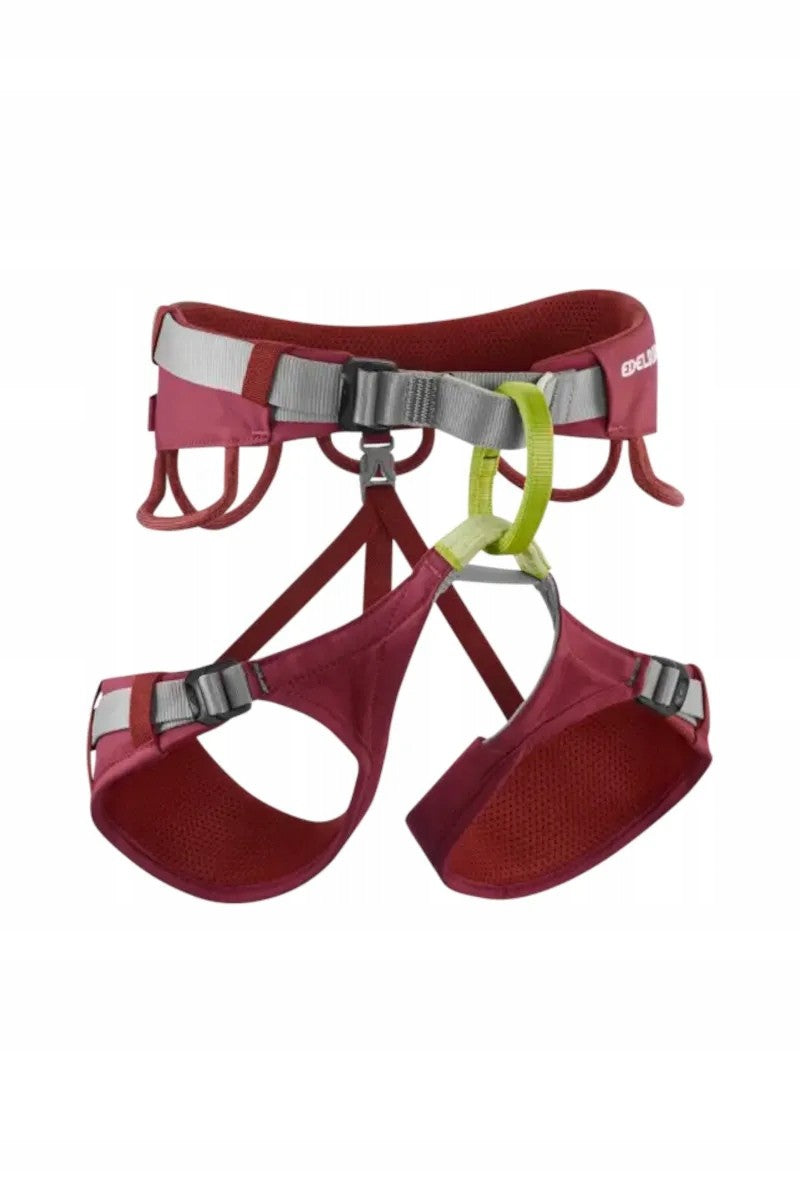 EDELRID Jayne IV Rhubarb Red L Harness - Women's Climbing Harness for Comfort and Fit
