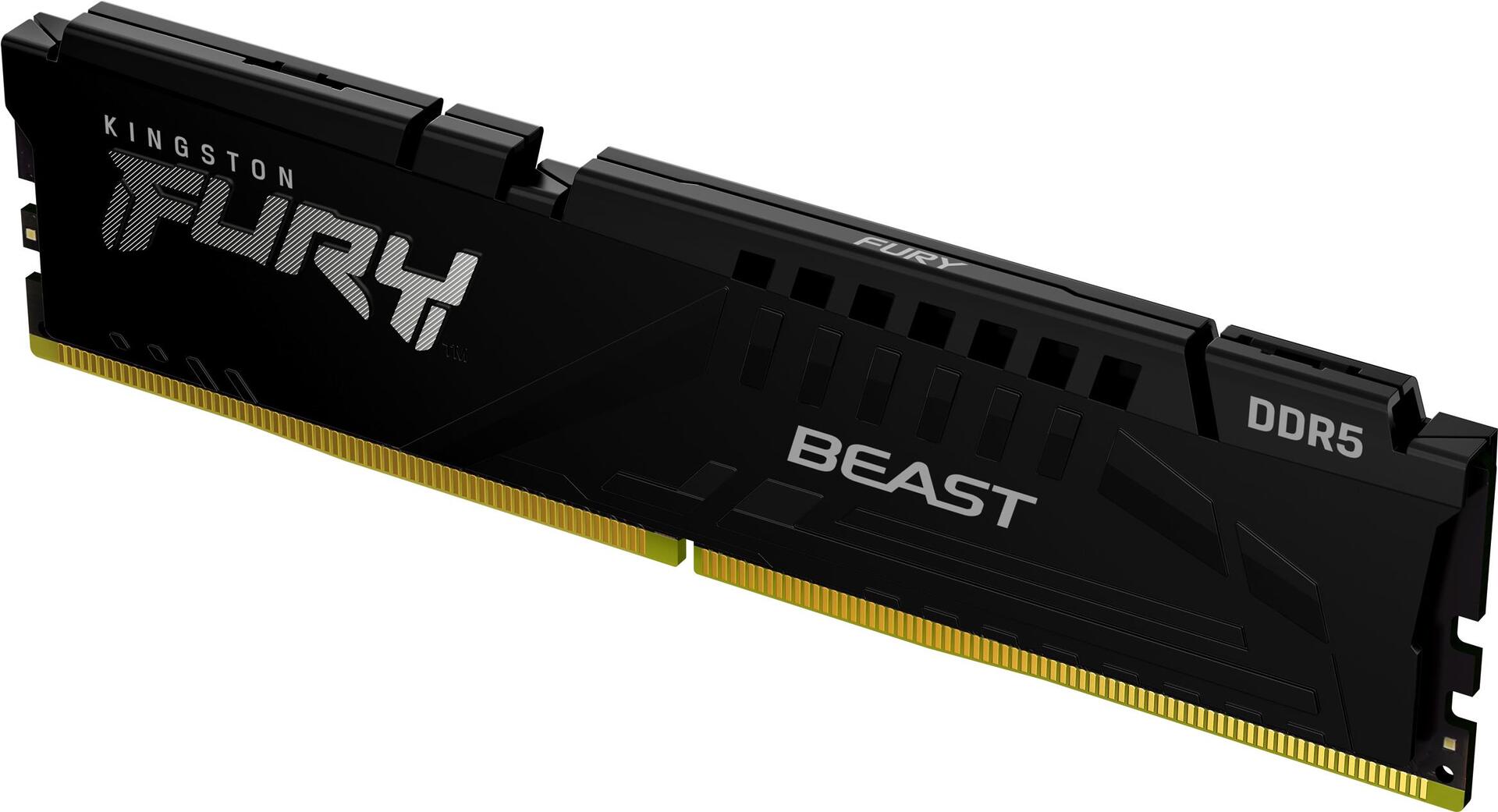 Kingston FURY Beast DDR5 8GB Module - DIMM 288-PIN - 6000 MHz/ PC5-48000 - CL30 - on-die ECC - Black (KF560C30BBE-8)
