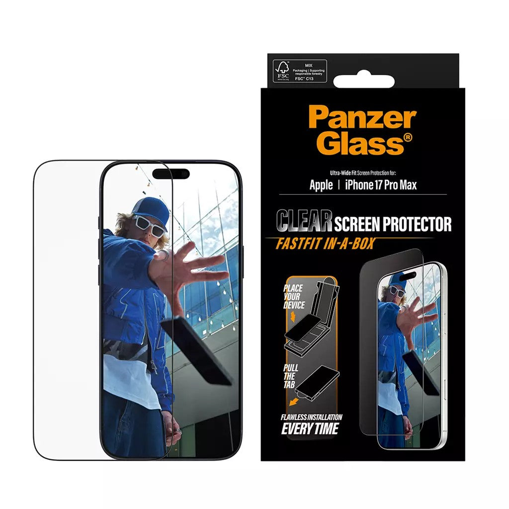 PanzerGlass Screen Protector with Black Frame for iPhone 17 Pro Max Ultra-Wide Fit (PG49876)