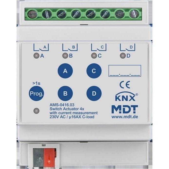 MDT technologies 4-Fold Switch Actuator 16A 230V AC AMS-0416.03 4TE