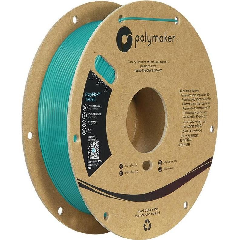 TPU-95A 1.75 mm TEAL 0.75 kg POLYMAKER POLYLITE 3D FILAMENT PD01016