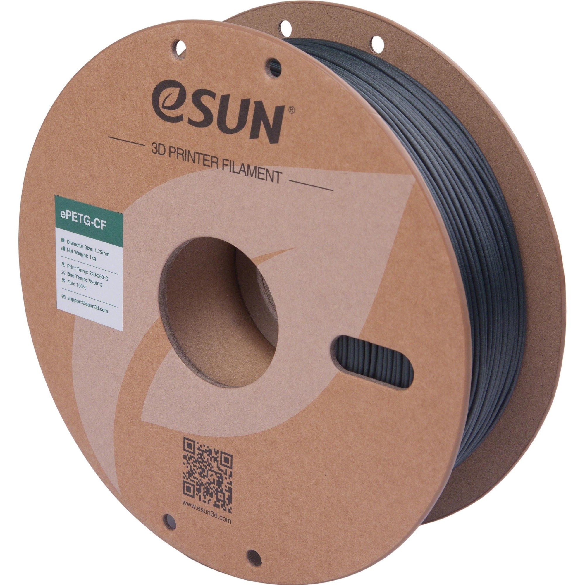 eSUN ePETG-CF 1.75 mm Blackish Green 1 kg 3D Filament - Model EPETG-CF-P175BG1