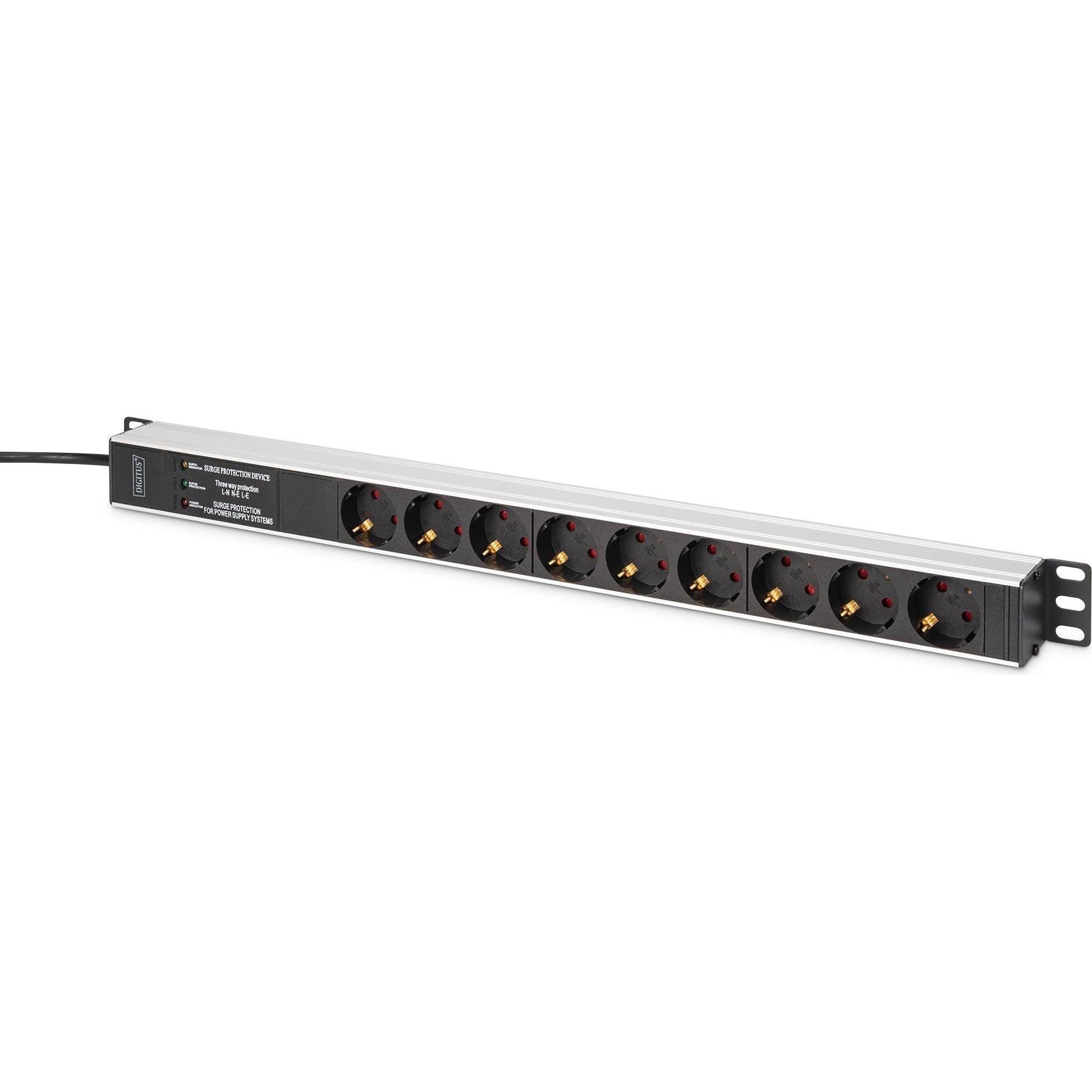 DIGITUS Aluminum PDU Rackmountable Power Distribution Unit with Mains Filter 2 m (DN-95438)