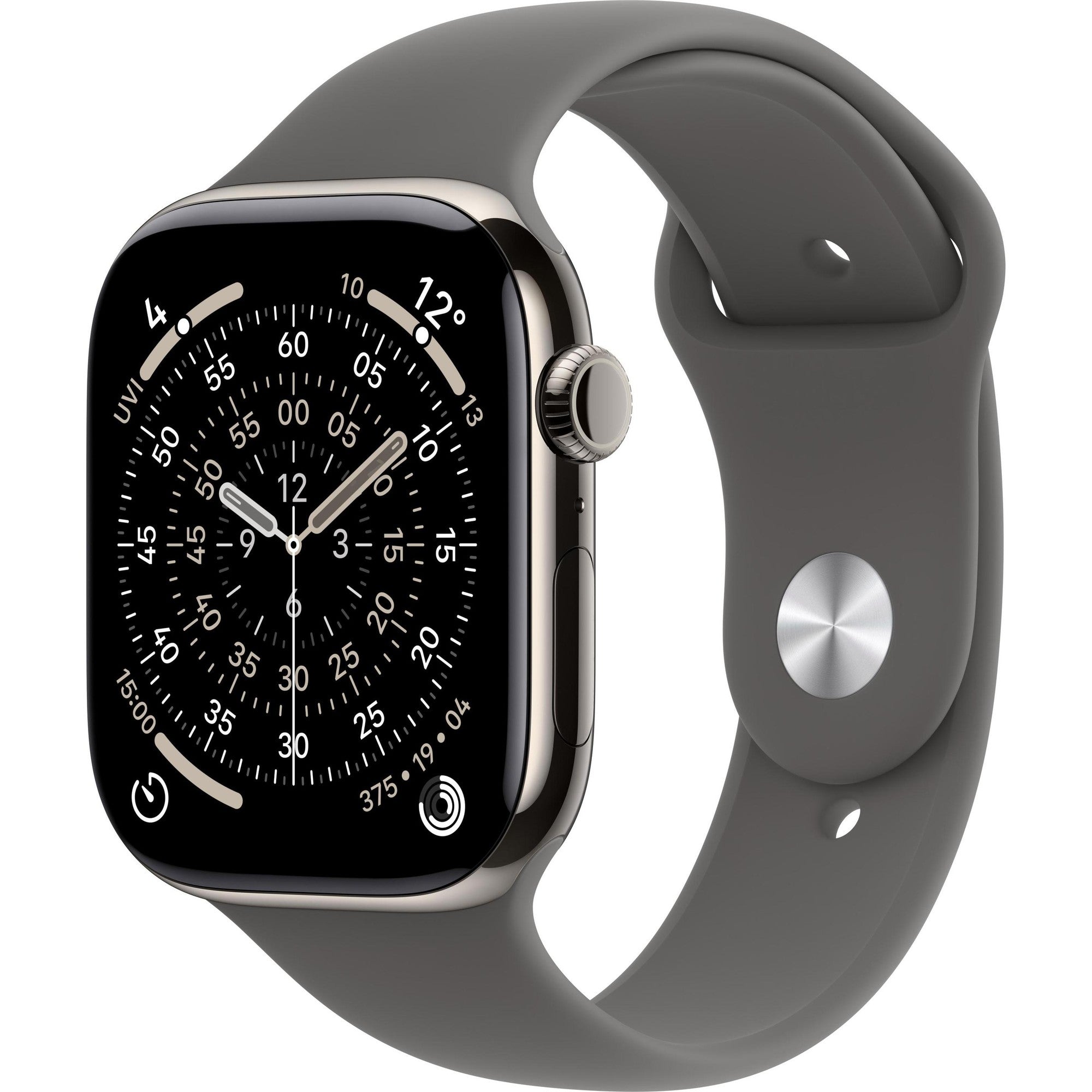 Apple Watch Series 11 GPS + Cellular 46mm Natural Titanium Case with Stone Grey Sport Band - S/M (MFCW4ZR/A)