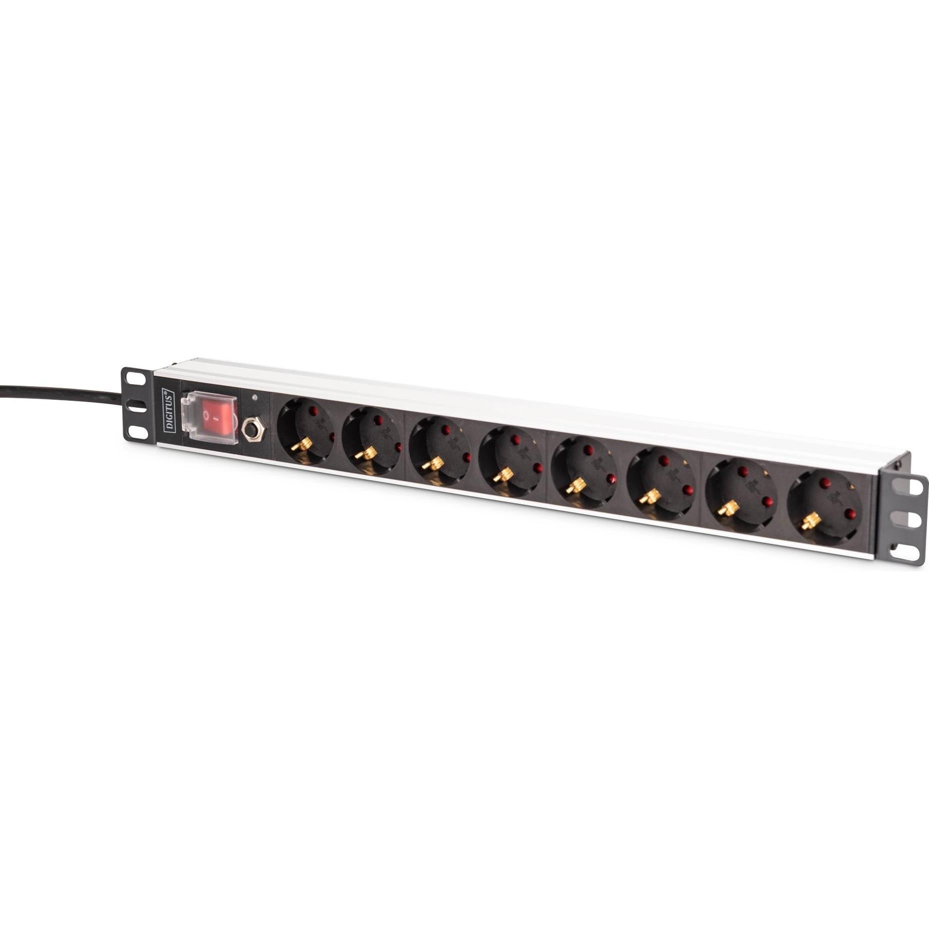 DIGITUS 1U Alu PDU Rackmount - 7x Security + 1x Output - DN-95436