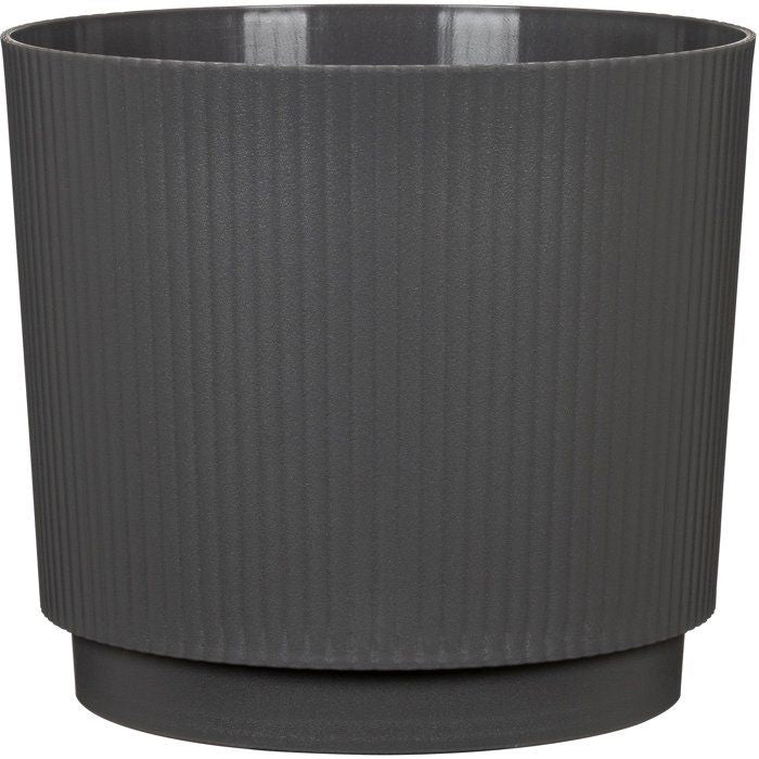 Round cache-pot - GARDEN ID - Linen - Ø 25 - 7 L - H 22 cm - Anthracite