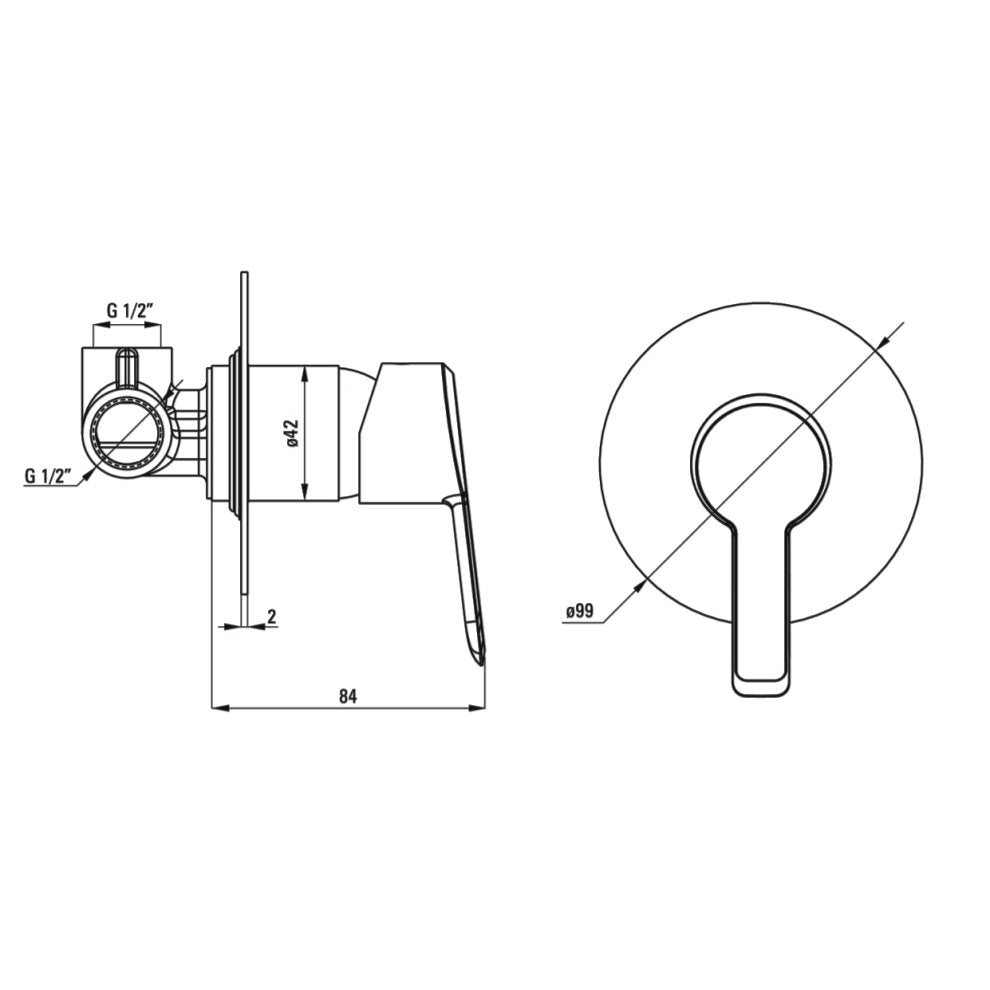 Concealed shower mixer without shower switch