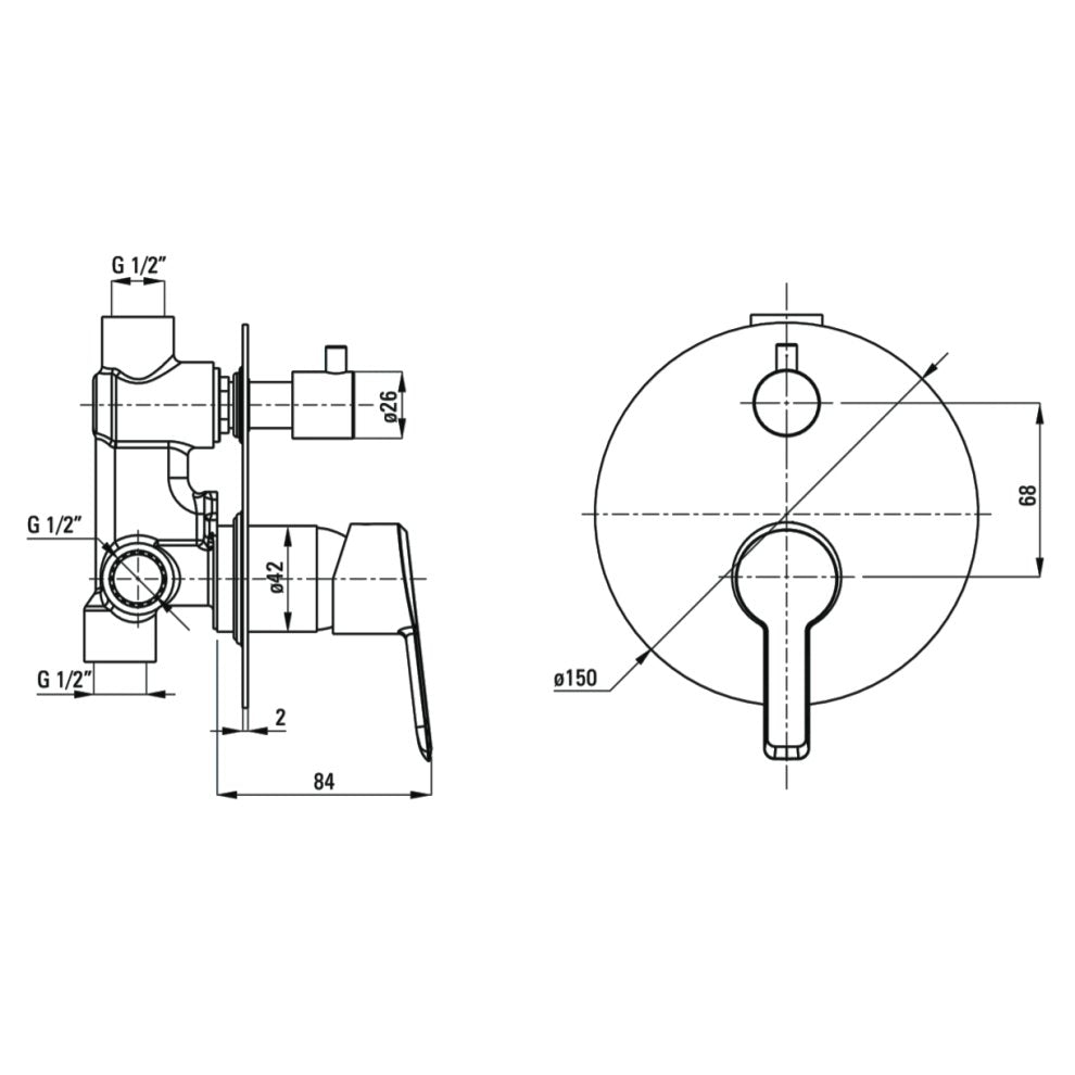 Deante Concealed Shower Mixer with Shower Switch
