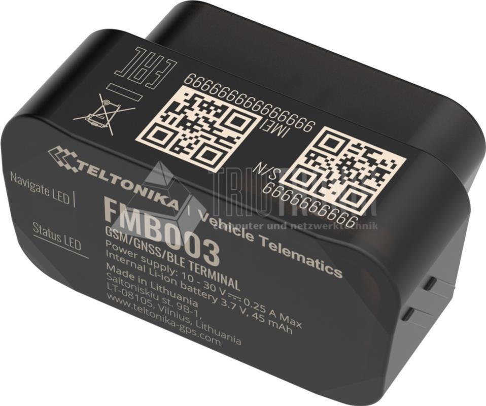 Teltonika FMB003 Ultra-Small OBDII PnP Tracker with GNSS, GSM, BLE 4.0, CAN Bus, FMB003