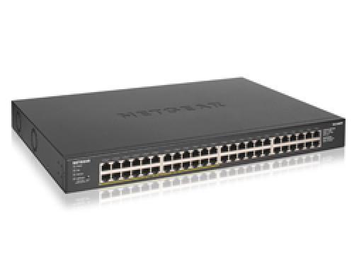 NETGEAR GS348PP - Switch - unmanaged - 48 x 10/100/1000 (24 PoE+) - Desktop, an Rack montierbar - PoE+ (380 W) (GS348PP-100EUS)