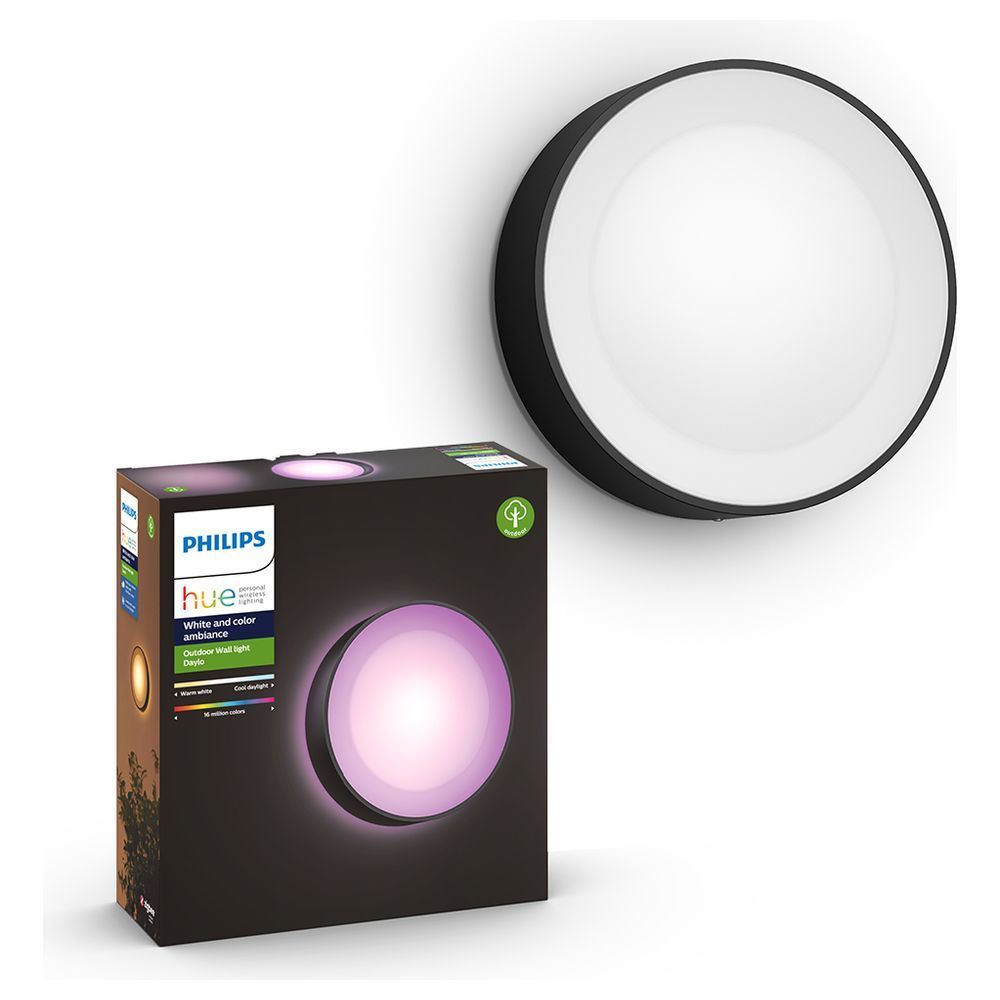 Philips Hue White and Color Ambiance LED Outdoor Wall Light Daylo, Black (915005843201)