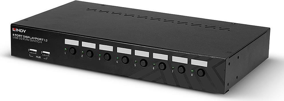 Lindy KVM/Audio Switch - 8 x DisplayPort/ Audio/ USB - 1 Local User - Rack Mountable