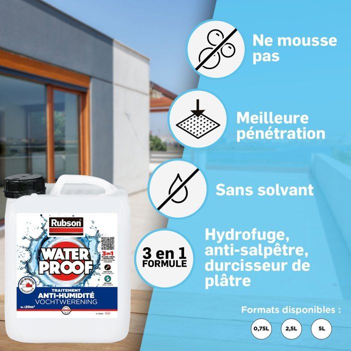 RUBSON Waterproofing Coating - Damp Wall Treatment - Colorless - 0.75 L Can