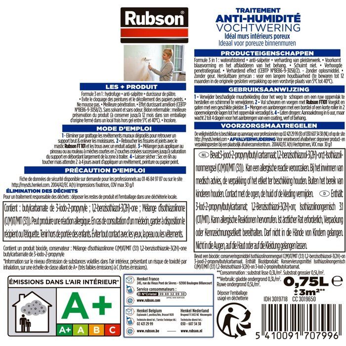 RUBSON Waterproofing Coating - Damp Wall Treatment - Colorless - 0.75 L Can