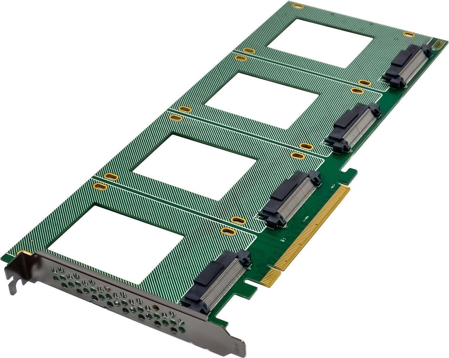InLine PCIe Card for 4x Internal U.2 NVMe SFF-8639 Bifurcation x16 (76660R)