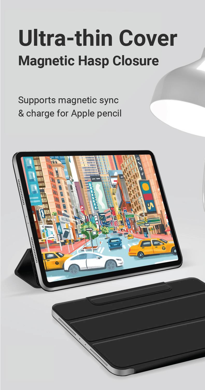 eSTUFF Magnetic Case - Screen Protector for Apple iPad Pro 11" (2nd Generation) - Black (ES682180-BULK)