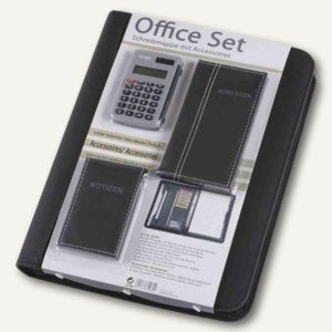 Alassio Office Set Ring Binder, Black, with DIN A4 Office Set 4-ring