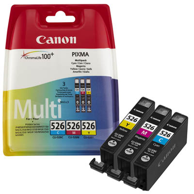 Canon CLI-526 Multipack Ink Cartridges 1 x Yellow, Cyan, Magenta (4541B009)
