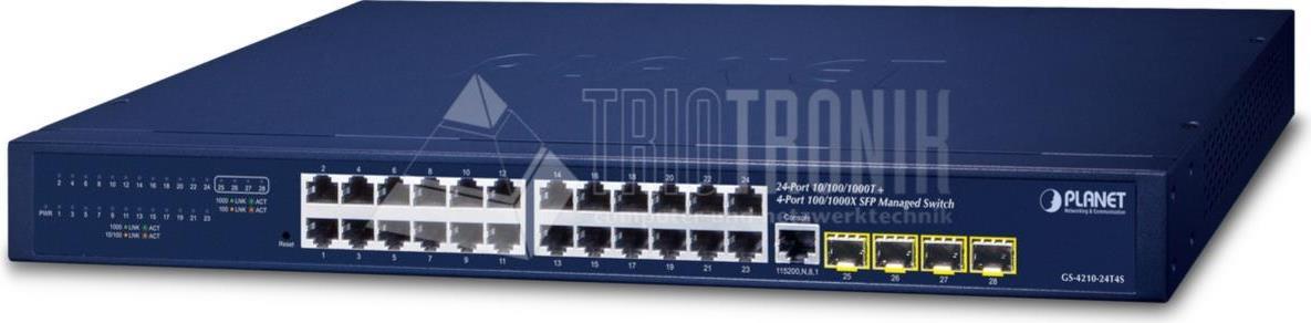PLANET GS-4210-24T4SR - 24-Port Managed L2/L4 Gigabit Ethernet Switch - IPv4/IPv6 - 1U