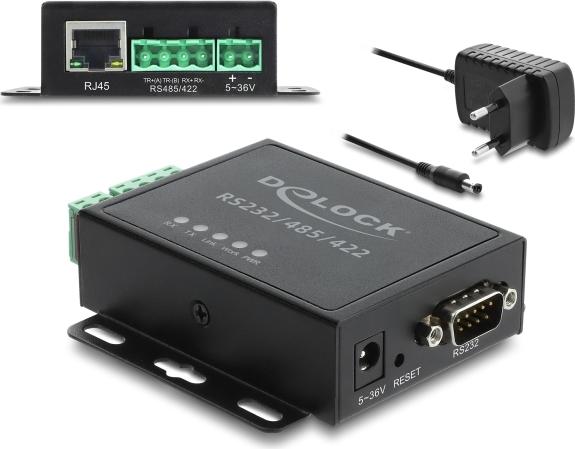 Delock Ethernet LAN Converter to RS-232/RS-485/RS-422 and Modbus RTU/TCP Gateway Isolation 1.5 KV