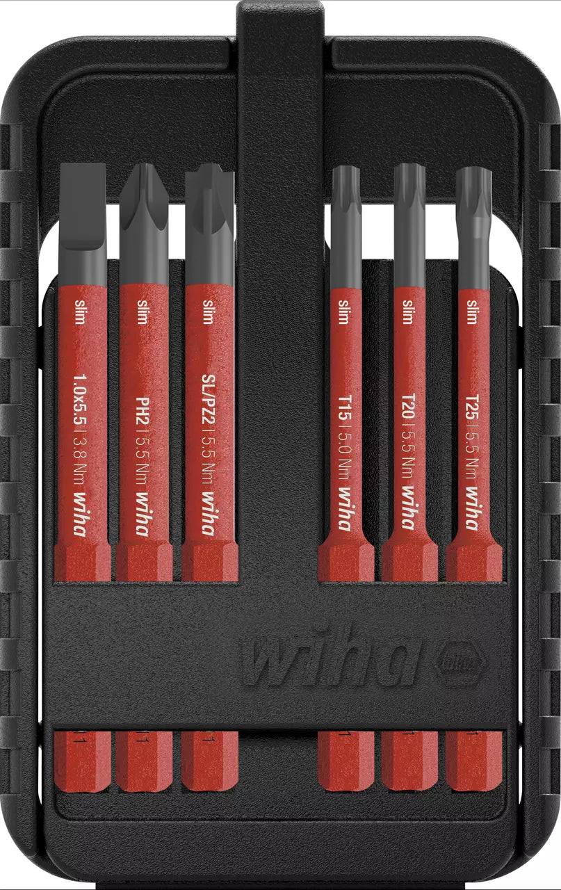 Wiha slimBit electric 45804 Bit-Set 6teilig Schlitz, Kreuzschlitz Phillips, Kreuzschlitz Pozidriv, TORX (45804)
