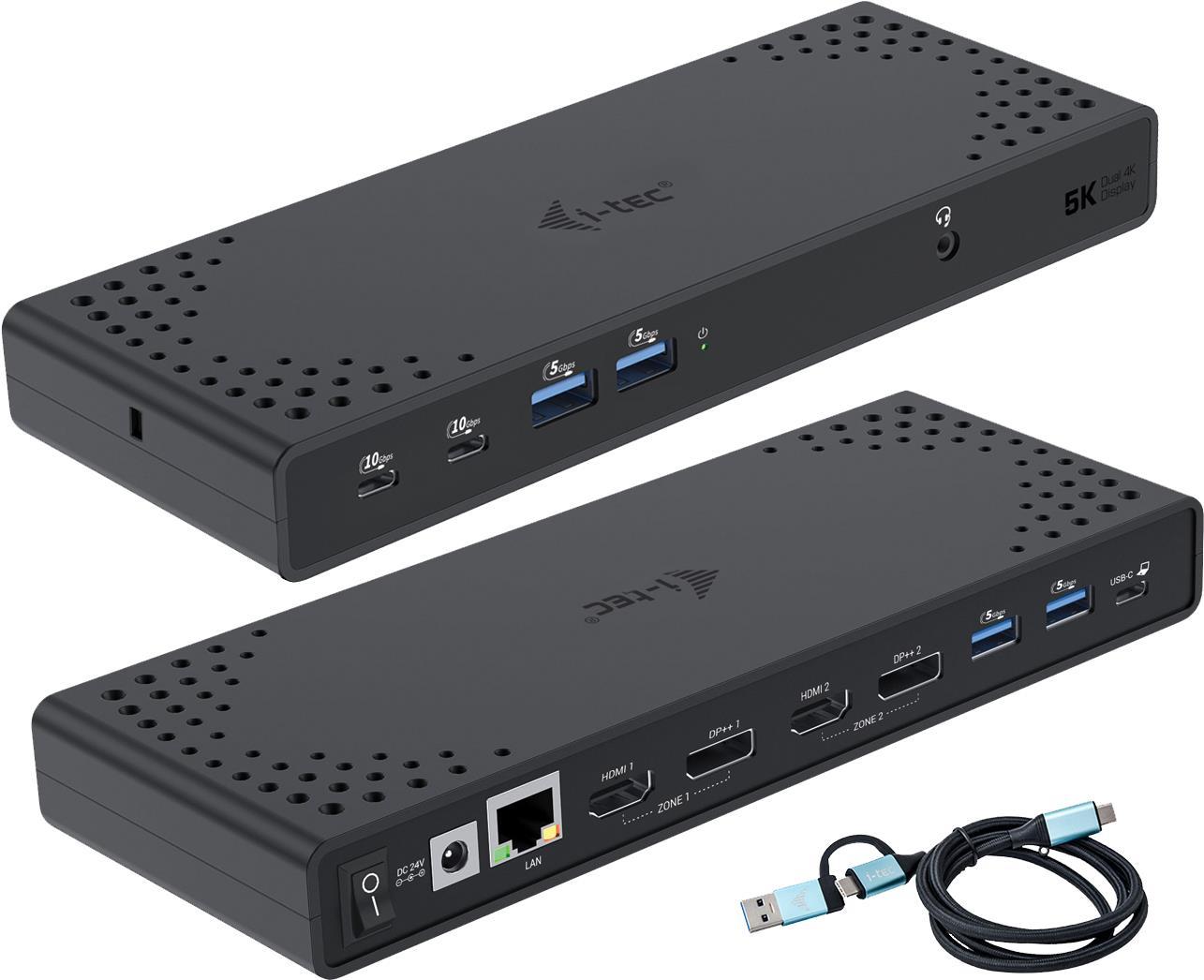 i-tec USB 3.0/ USB-C/ Thunderbolt 3 Dual Display Docking Station Gen2 - 100W - CADUA4KDOCKPDL2