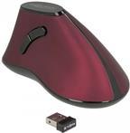 Delock Ergonomic Wireless Mouse - Right-Handed - Optical - 5 Buttons - 2.4 GHz - USB Receiver - Black/Red