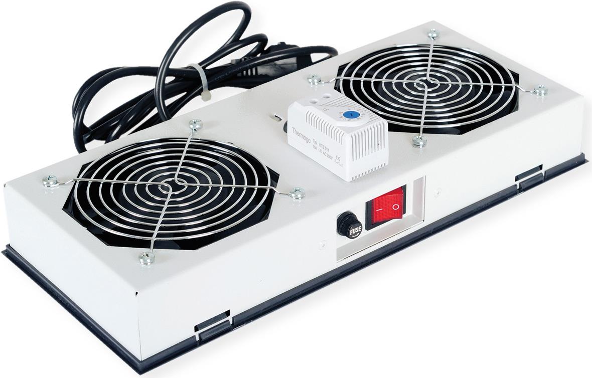 ROLINE Fan Unit with 2 Fans for 19" Wall-Mounted Enclosures Grey (26.21.0019)