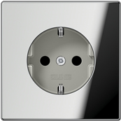 JUNG Wall Socket with Protective Earth - Chrome - CEE 7/3 - 250 V, 16 A - GCR1520KI