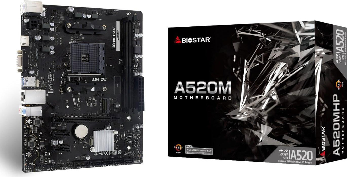 Biostar A520MHP Motherboard - AMD A520 Socket AM4, micro ATX, Model A520MHP