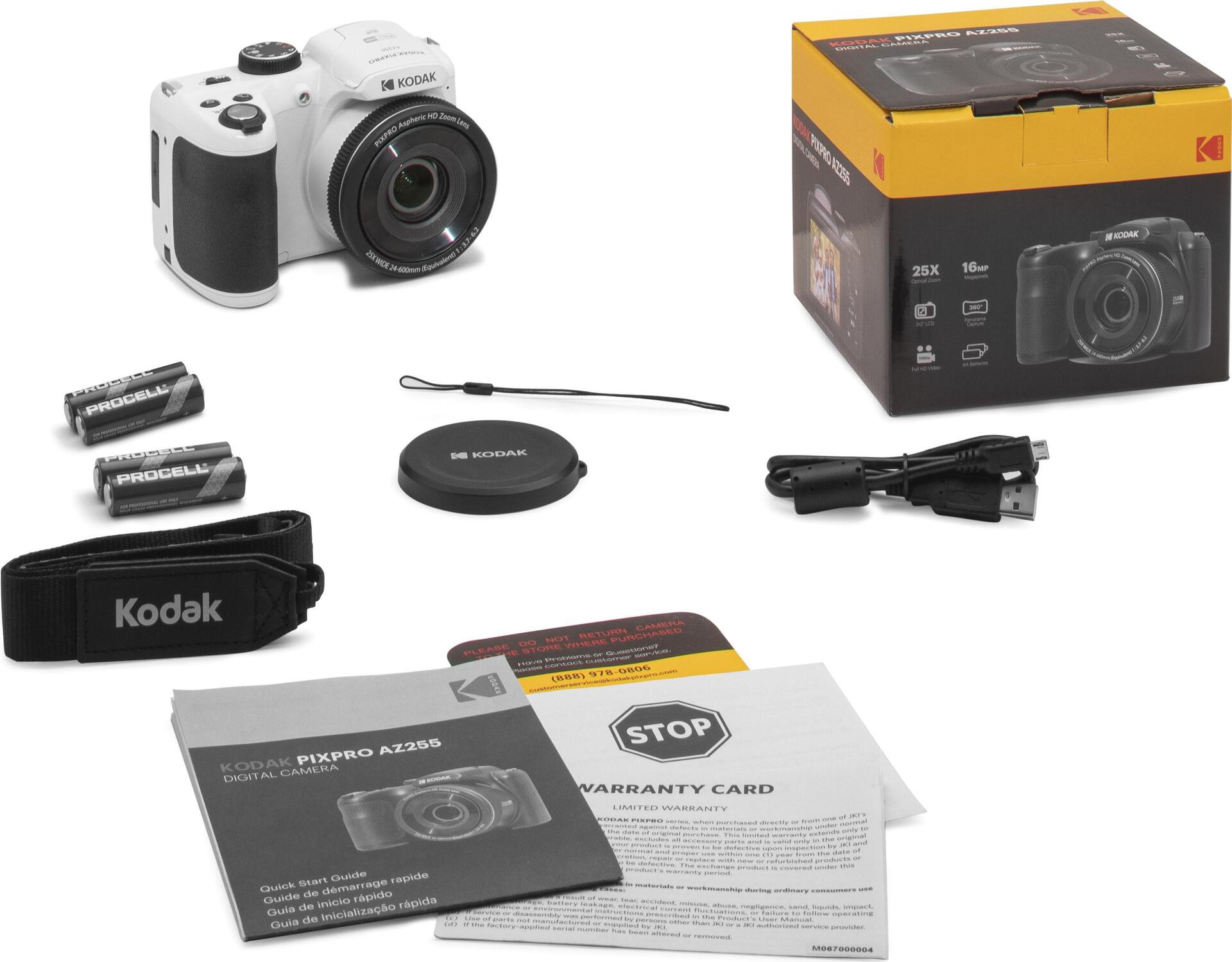 Kodak PIXPRO AZ255 - 1/2.3" Compact Camera - 16.35 MP BSI CMOS - 4608 x 3456 Pixels - White