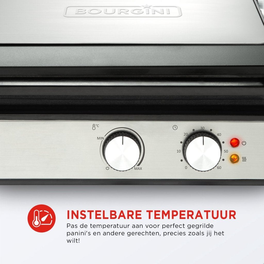 Bourgini Pure Contact Grill Stainless Steel/Black 1800W