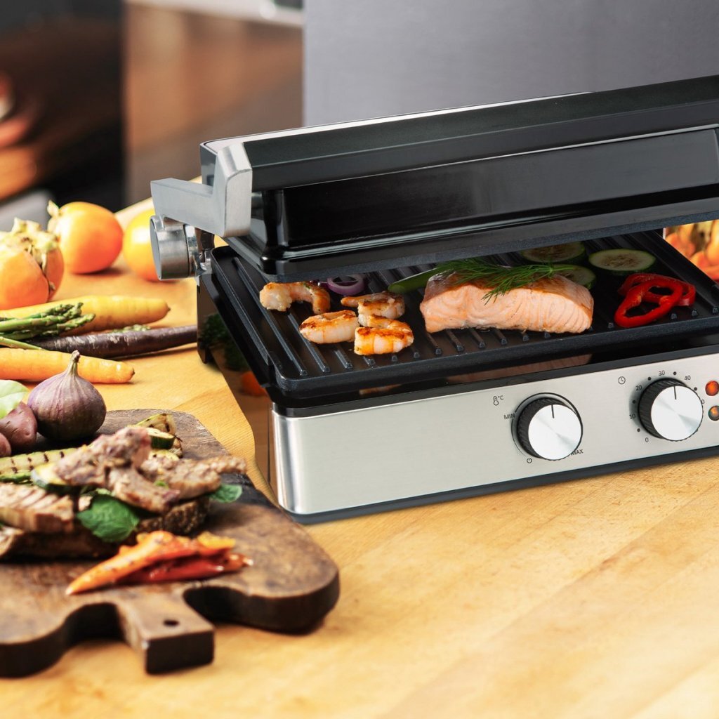 Bourgini Pure Contact Grill Stainless Steel/Black 1800W