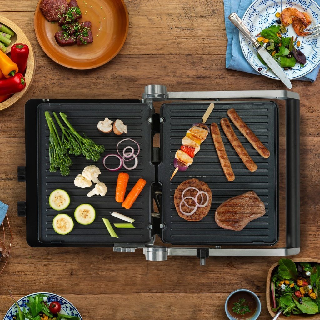 Bourgini Pure Contact Grill Stainless Steel/Black 1800W