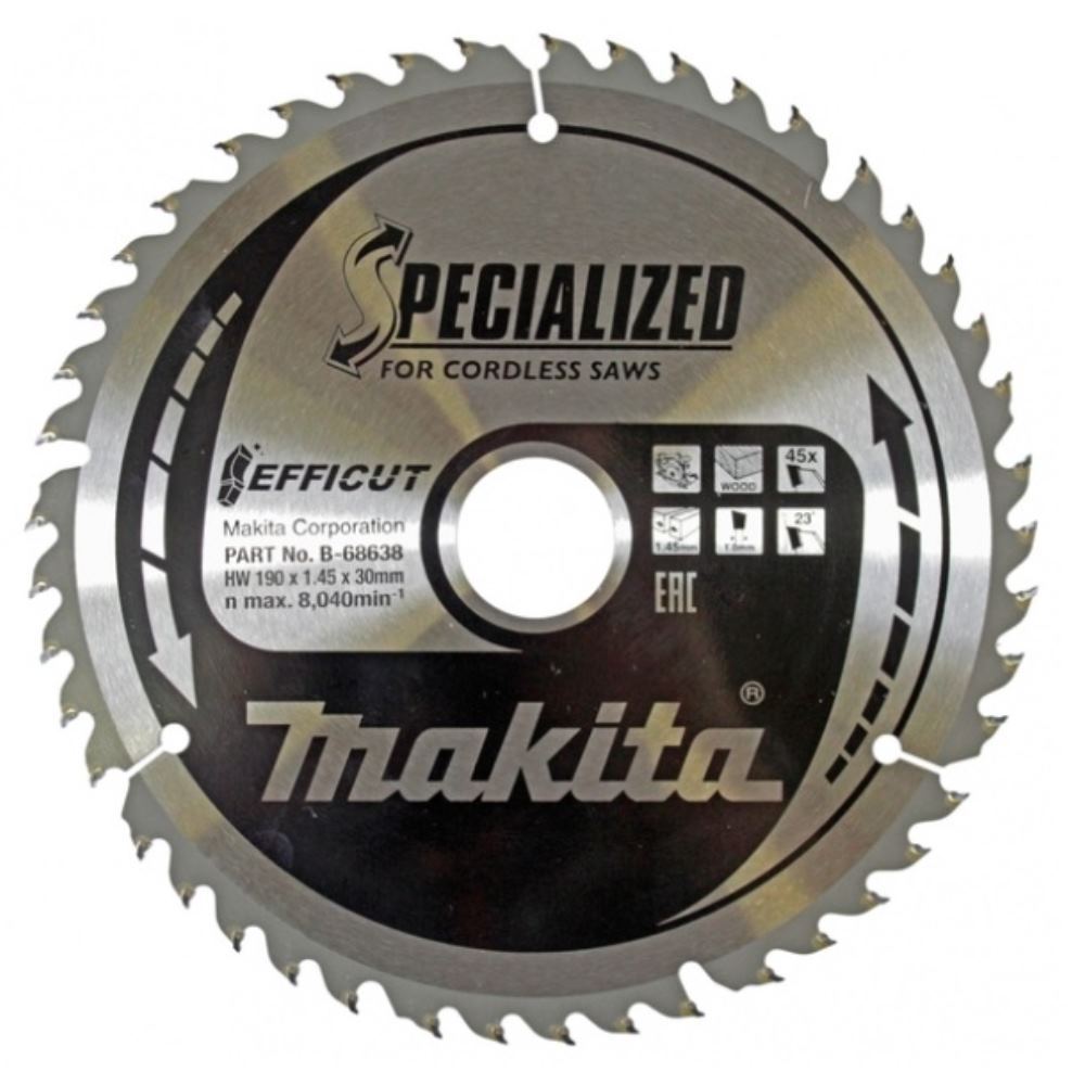 Makita - Efficut Circular Saw Blade - For Wood, Metal - 190 mm - 45 Teeth (B-68638)