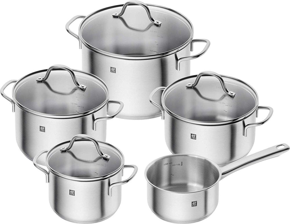 ZWILLING Kochtopf-Set, 5-tlg., 4 Deckel, Induktionsgeeignet, Edelstahl, Flow (71030-000)