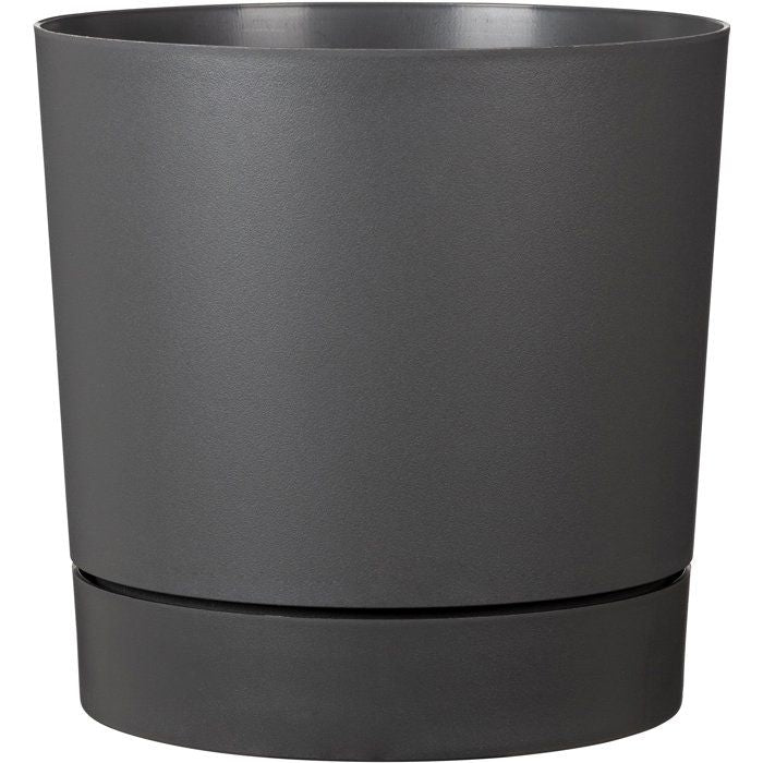 Pot de fleurs avec réserve rond - GARDEN ID - Plano - Ø 29 - 14 L - H 29 cm - Gris métallique