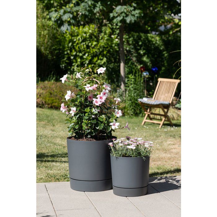Pot de fleurs avec réserve rond - GARDEN ID - Plano - Ø 47 - 43 L - H 46 cm - Gris métallique